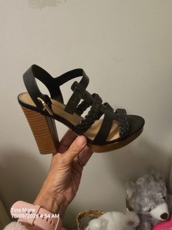Black Braided Strap Platform Wedge Sandals