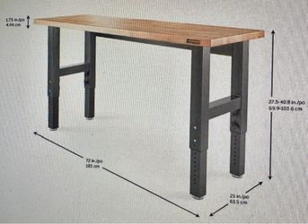 Gladiator 6-foot Adjustable Height Solid Birch Top Workbench
