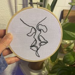 ‘Lips’ Minimalist/Line Art Embroidery
