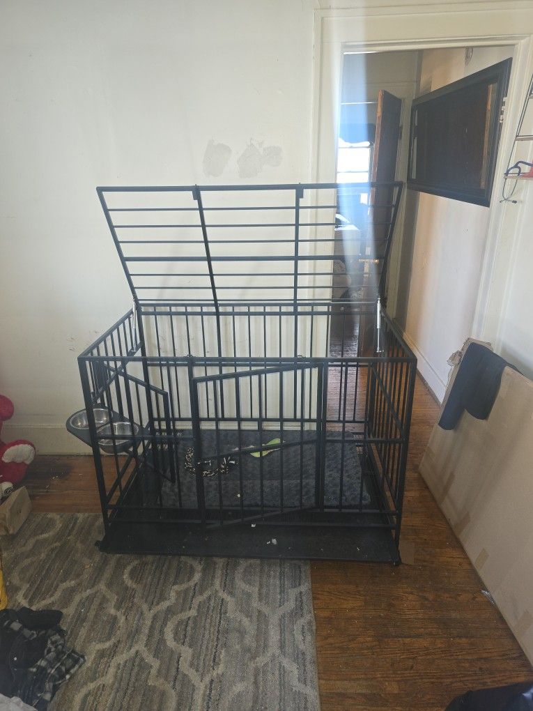 48 Inch Dog Cage On Wheels With Lifting Top