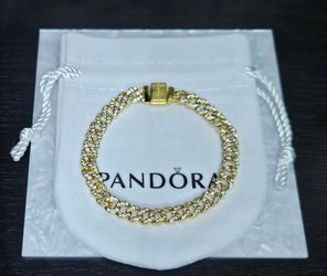 Pandora Gold Plated Cuban Bracelet, no box, dust bag Included Sz 20cm, 7.9in