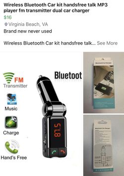 Wireless Bluetooth Car kit handsfree talk MP3 player fm transmitter dual car charger