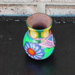 Mexico Ecuador Terra Cotta vase beautiful Colors