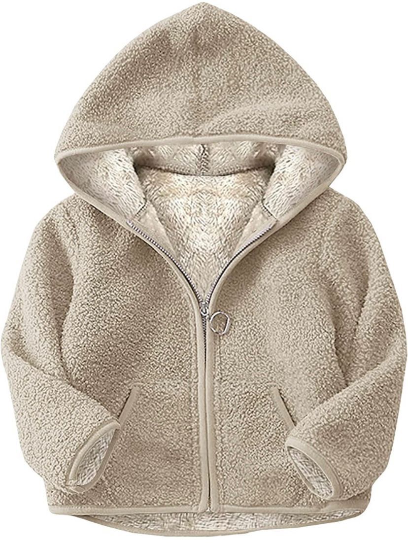 Kids Winter Jackets Girls Sherpa Fleece Full-Zip Hoodies Teddy Faux Fur Warm Coats