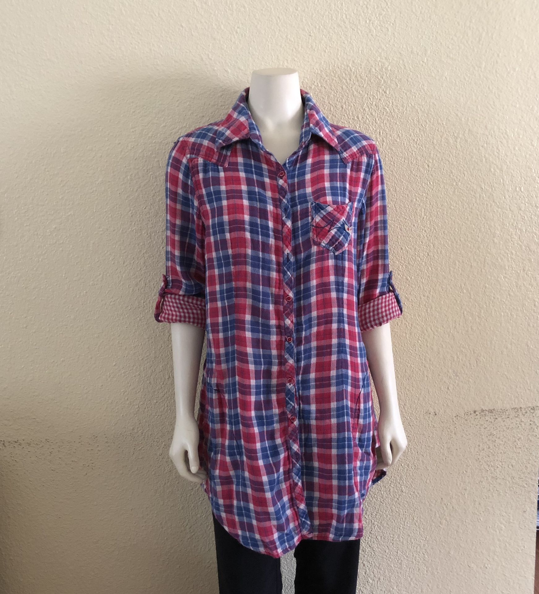 Parasuco Plaid Flannel Tunic Top Size M