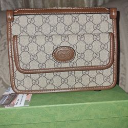 DESIGNER BEIGE & BROWN UNISEX CROSSBODY BAG IN A BOX