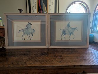 Carol Grigg Framed Lithograph Prints - Diptych Set (20" x 24" Each)