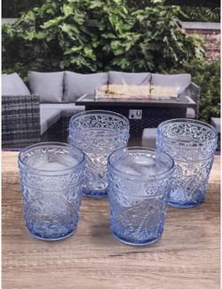 LeadingWare Paisley Acrylic Glasses Drinking Set of 4 DOF (13oz), Plastic Drinking Glasses, BPA Free Cocktail Glasses, Drinkware Set, Drinking Water G