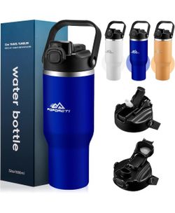 Stainless Steel Water Bottle Double-Walled Vacuum Insulated Tumbler 32 oz Blue