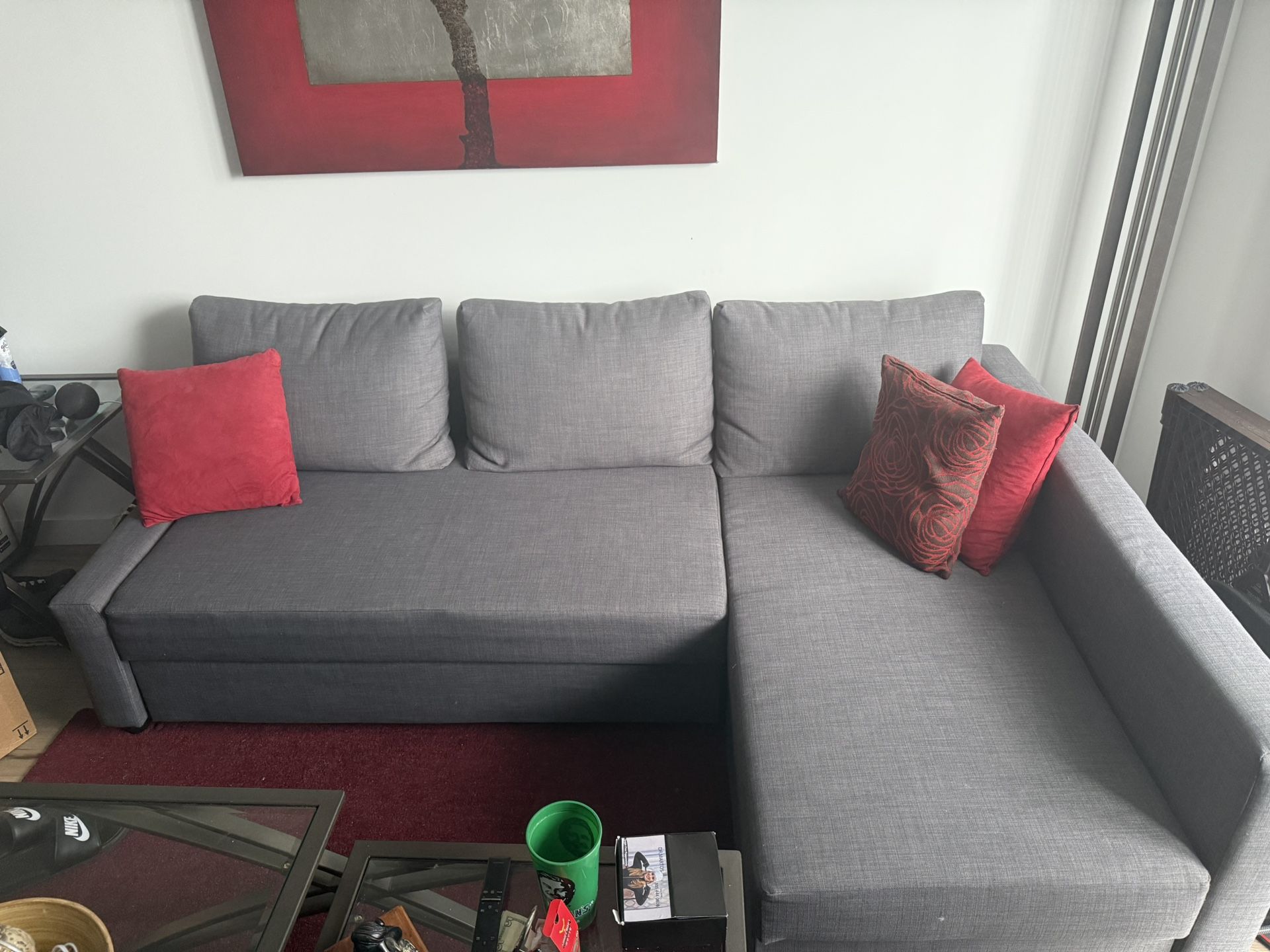 IKEA Sleeper sectional,3 seat w/storage, Skiftebo dark gray