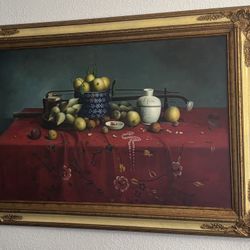 Large Framed Still Life Painting – Ornate Gold Frame