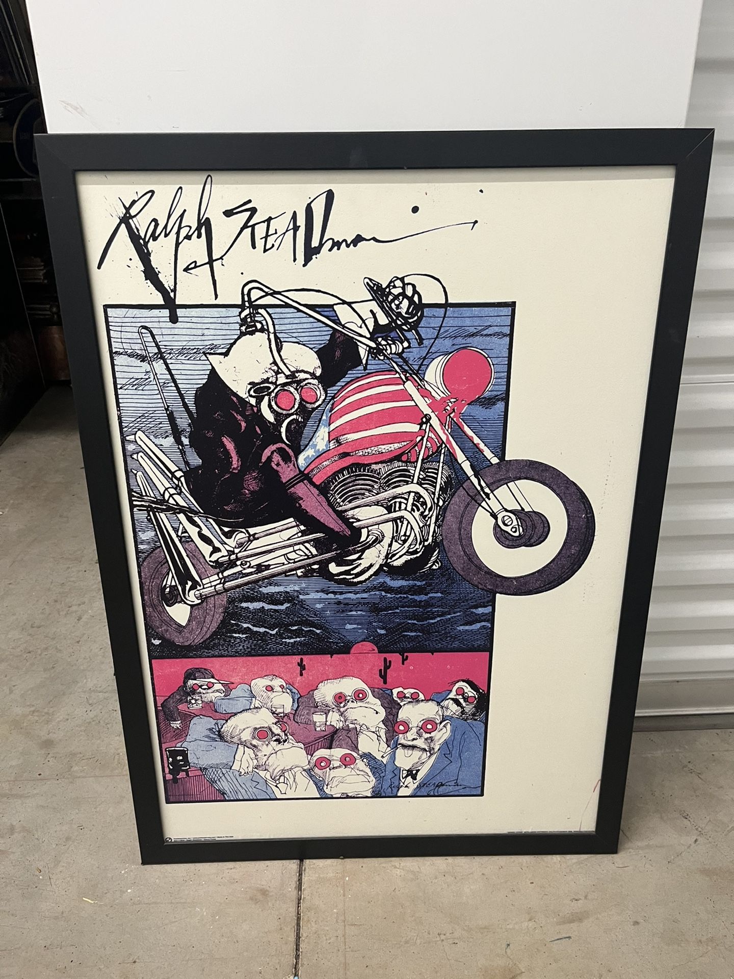 Framed Ralph Steadman Gonzo Motorcycle Textured Poster