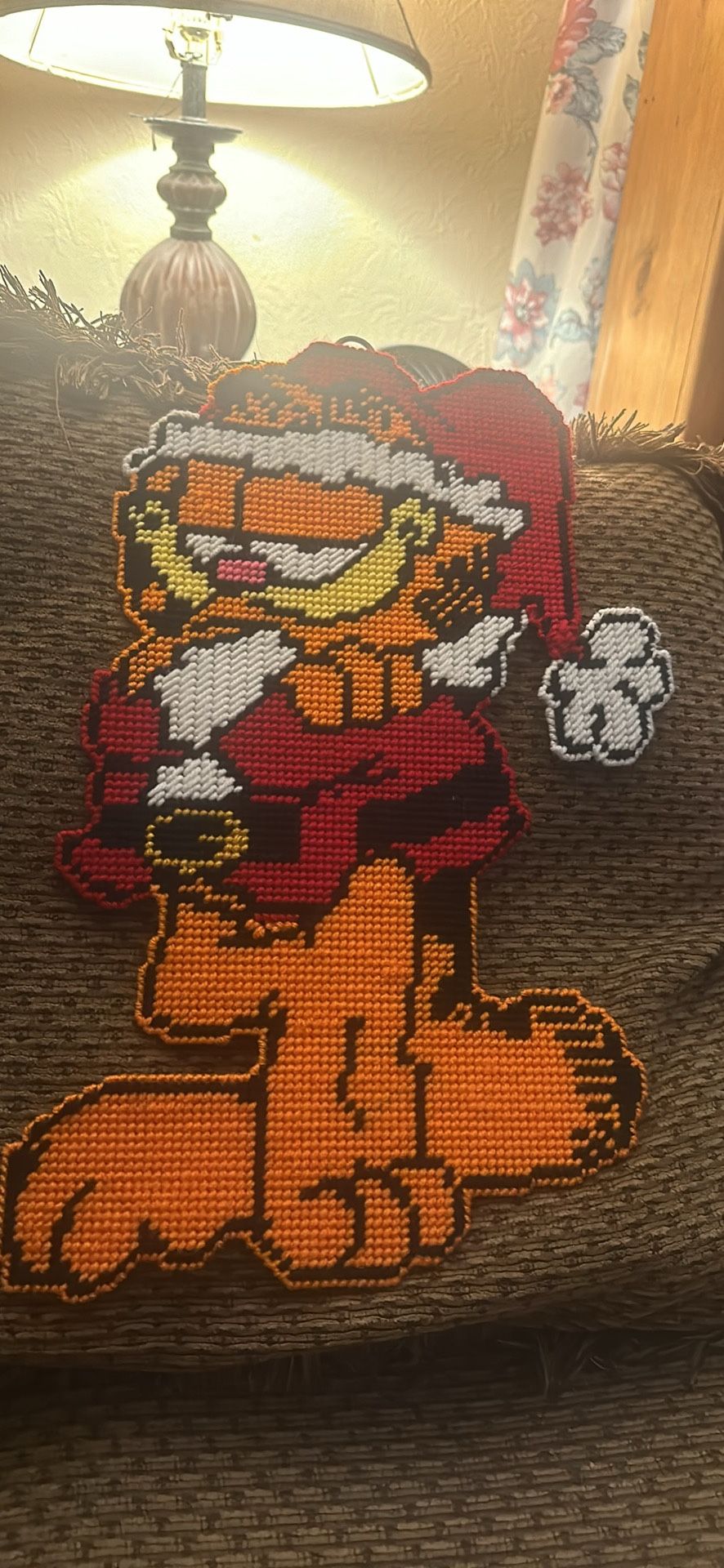 Handmade Garfield Santa Wall Hanging