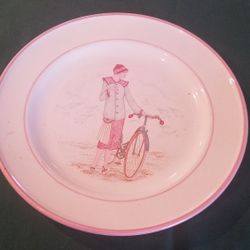 Decorative Plate.Woman And Her Bike. Made In Italy. Woodland Hills, Ca. .