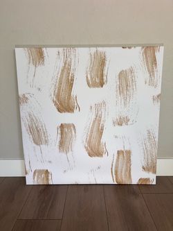 36x36 EXTRA LARGE Modern White And Golden Brown Brushed Canvas Wall Art