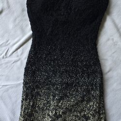 Junior Black ROSE LACE With Ombre Gold DRESS