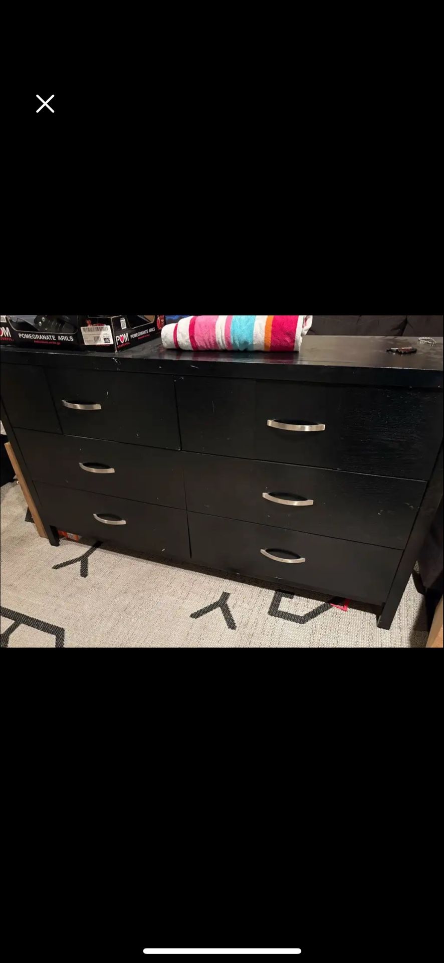 $80 5ft Drawer Black Dresser