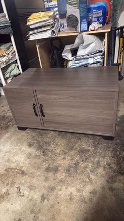 Gray Wood Grain Storage for Cat Litter