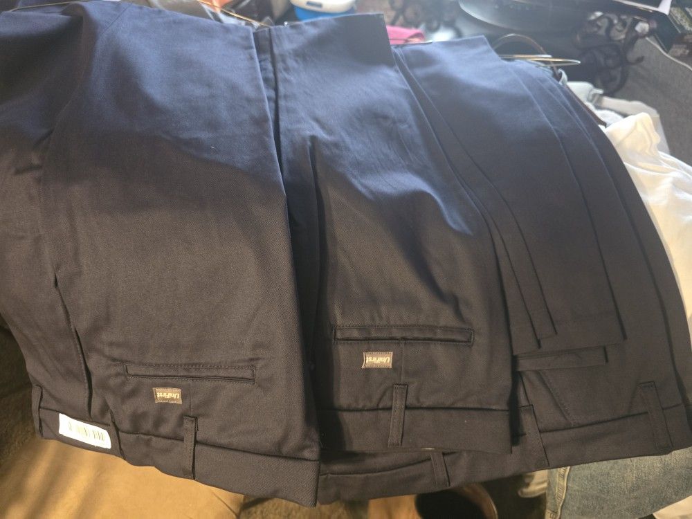 (7) Pair New Navy Blue Work Pants 38x32 Size