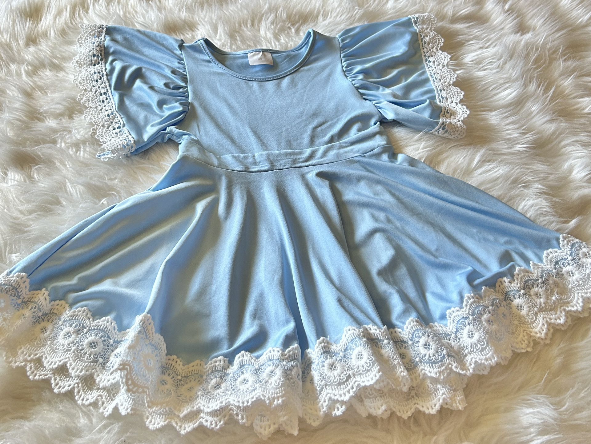 Baby Blue Dress w/ Lace Trim *Size 90