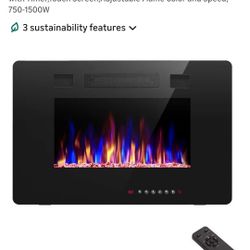 R.W.FLAME 30 inch Recessed and Wall Mounted Electric Fireplace,