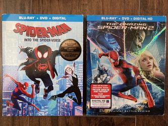 Spider Man into the Spider Verse and The Amazing Spider-Man 2 Blu Ray + DVD