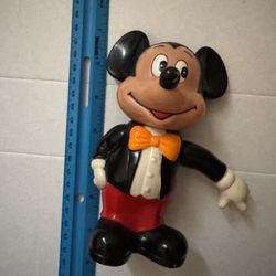 1940s Vintage Walt Disney Mickey & Minnie Mouse Vinyl Piggy Banks Korea As Is