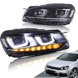 10-14 Volkswagen Golf 6 Mk6 LED DRL Projector  Headlights Luces Micas Calaveras Faros Faroles Headlamps 