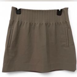 Diane von Furstenberg Siera Skirt Tie Short Pleated Scuba Taupe Size 2 NWOT