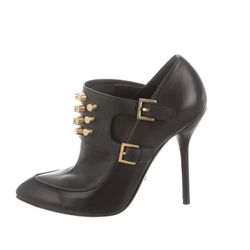 $1195 Gucci Ankle booties Black Nappa Charlotte Boots Sz 38 gold grommets