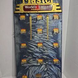 Vintage Master Lock Padlock Store Display Board W/ 14 Hangers & Brass Sign