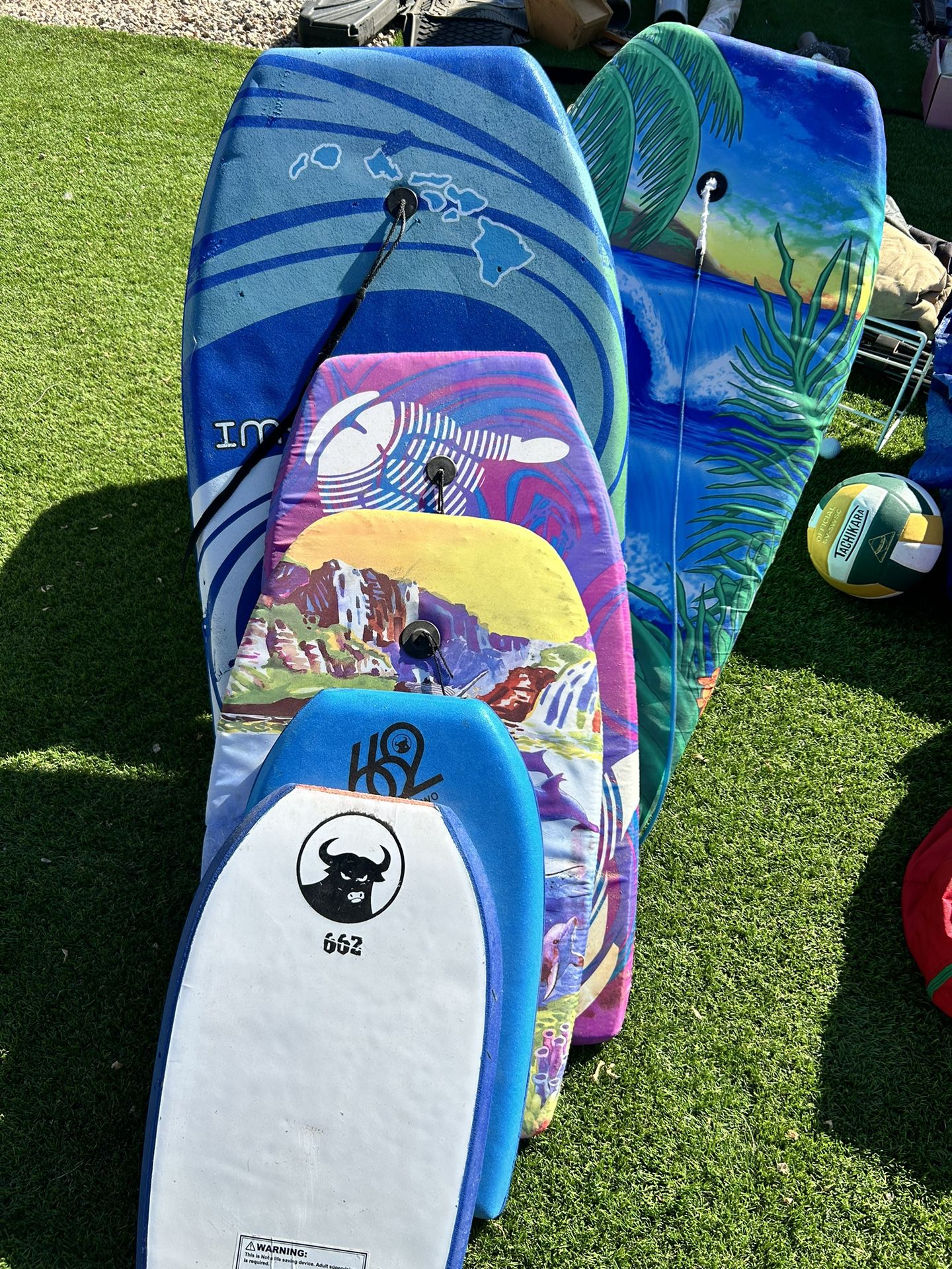 Boogie boards -  6 Total - 2 Large -2 Medium And 2 Pool Size