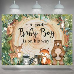 1pc Polyester Woodland Baby Shower Backdrop