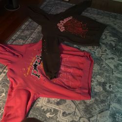 brown spider hoodie and pink spider hoodie young thugs brand