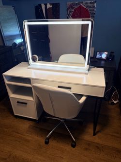 White Vanity Set with LED mirror