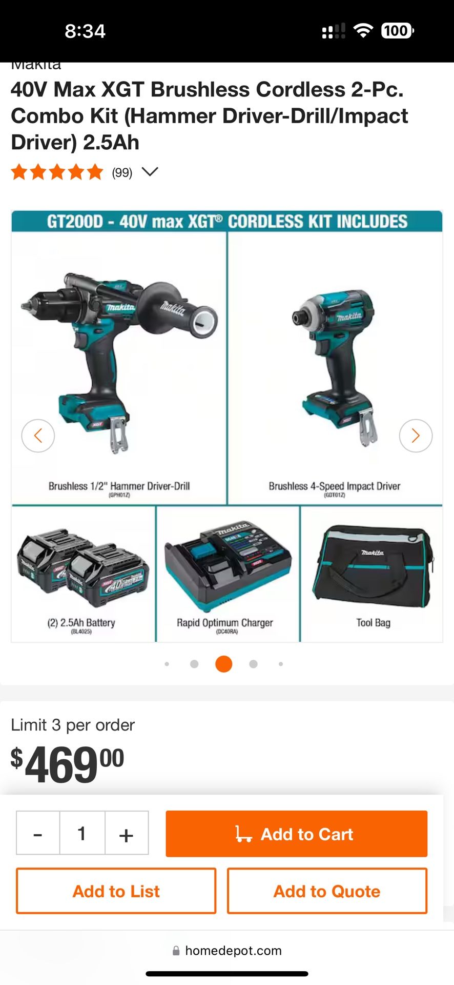 40V Max XGT Brushless Cordless 2-Pc. Combo Kit (Hammer Driver-Drill/Impact Driver) 2.5Ah
