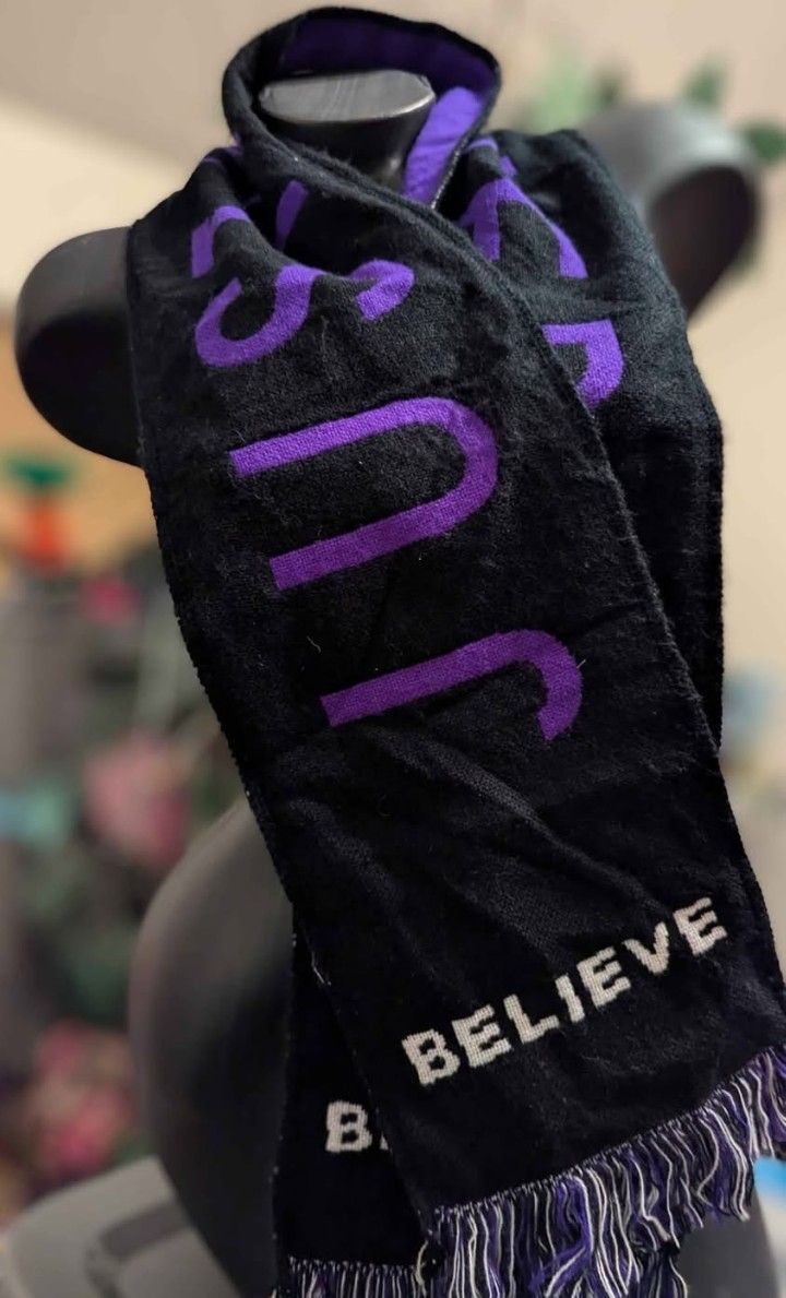 Justin Bieber Believe Tour Scarf Purple Black Fringe  
