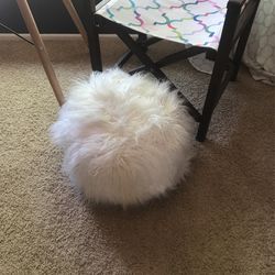 White Fuzzy Ball Footrest Pillow
