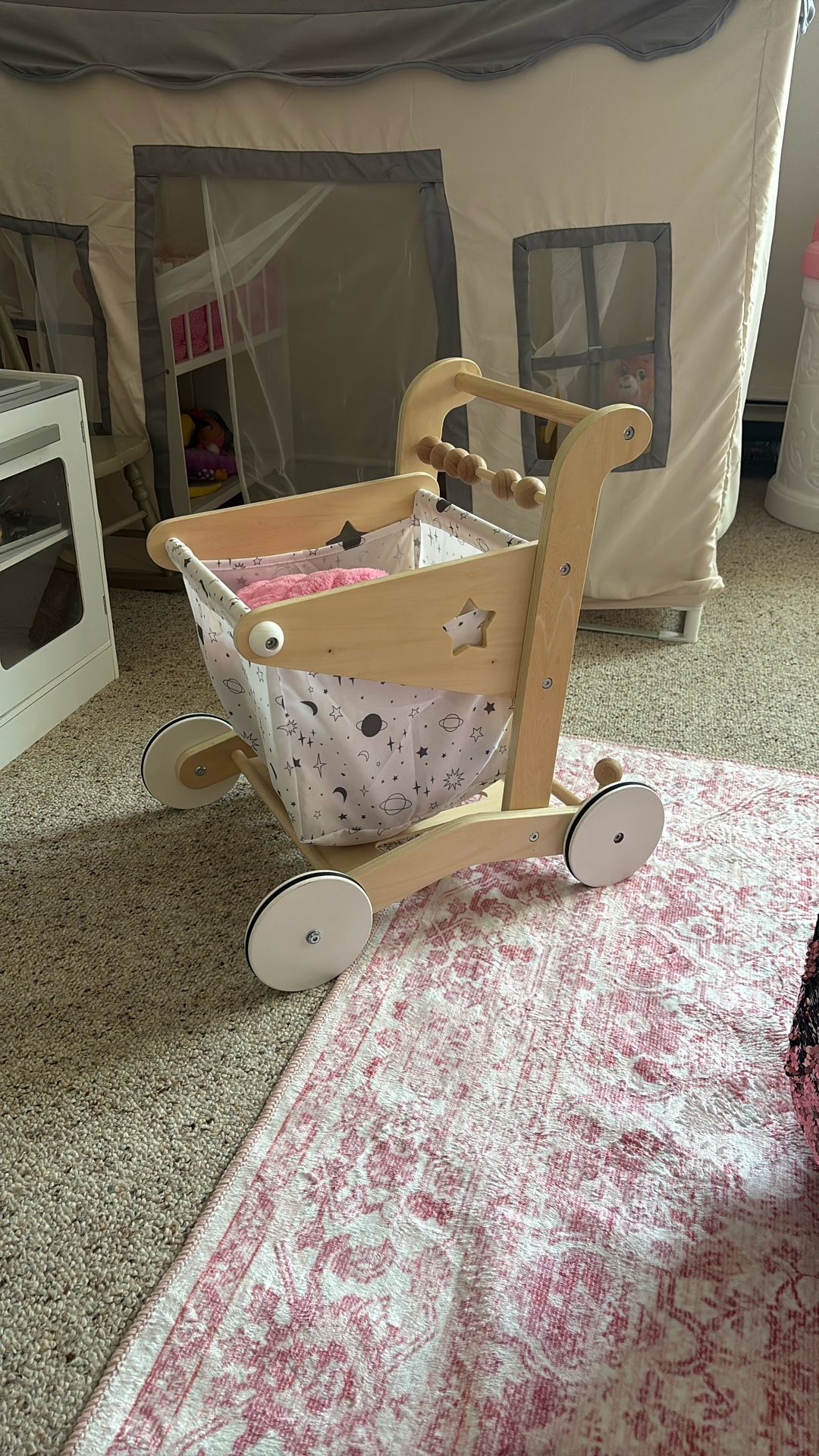 Montessori wooden toy cart