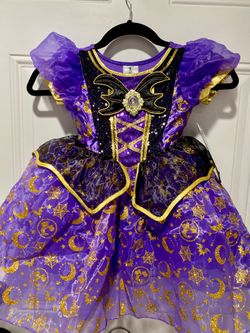 DISNEY GIRL'S MINNIE MOUSE HALLOWEEN WITCH GOWN + MATCHING WITCH HAT SIZE 4T