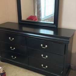 Dresser with mirror and night stand