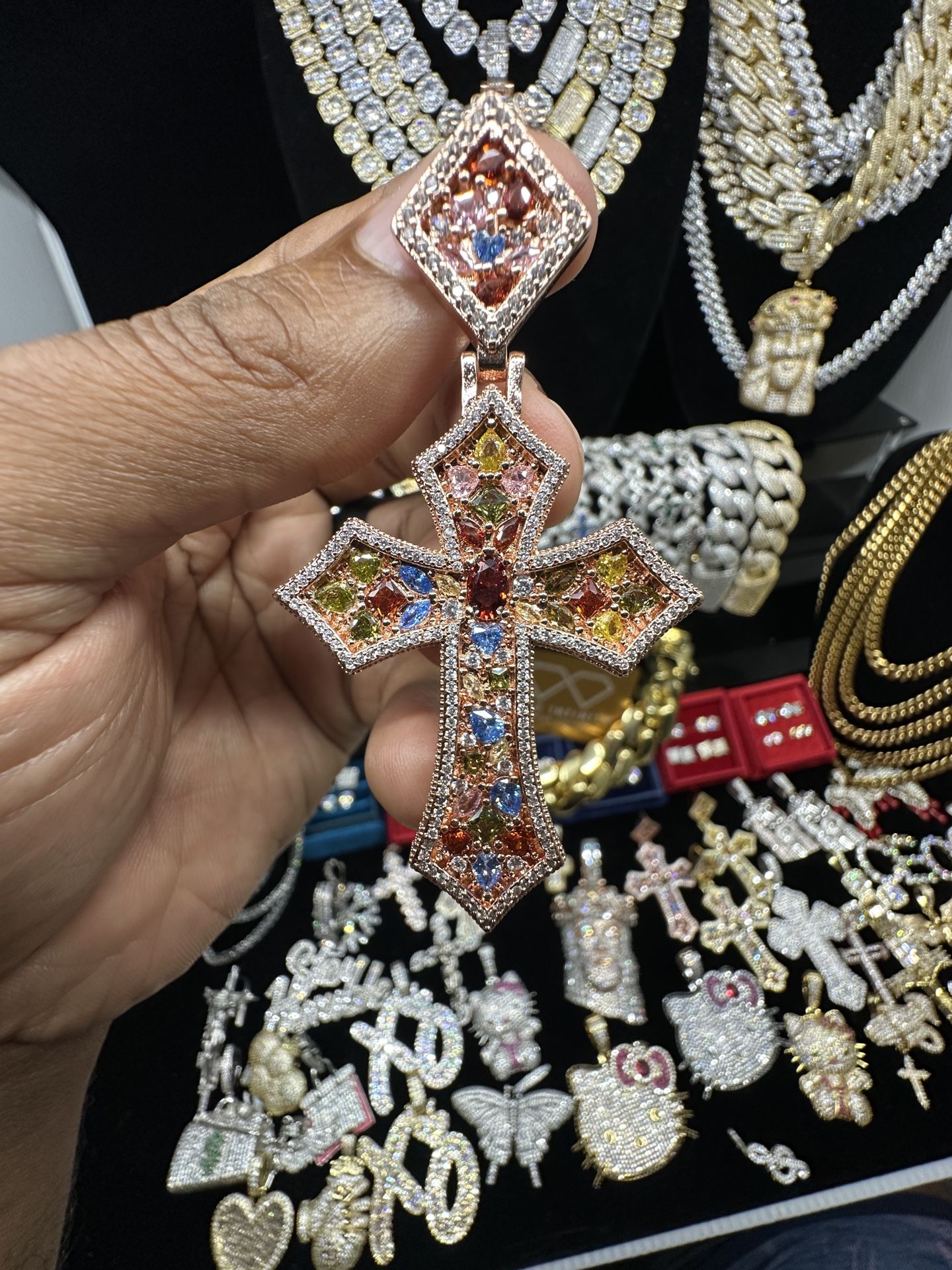 Rose Gold Colorful Cross