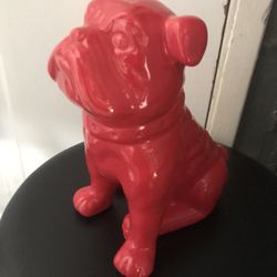 English Glossy Ceramic Bulldog Red Figure 