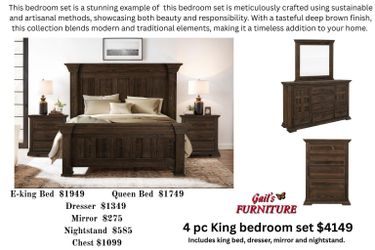 Hot Deal! New Solid Wood E-King Bed in Transitional Style
