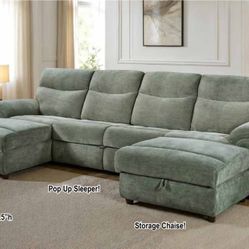 Brand New! 
1-Power Double Storage Chaise w/ Popup Sleeper 
Take it home with $49down