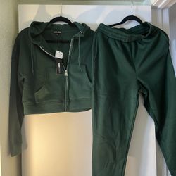 Green Cropped Jogger Set 