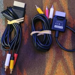 2 Xbox 360 composite AV cable cord