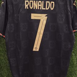 Portugal Ronaldo #7 Pantera Negra Short Sleeve Soccer Jersey 
