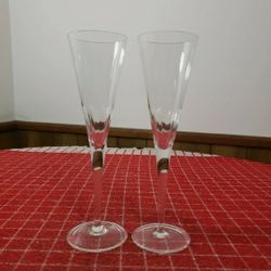 2 Tiffany & Co Crystal Fluted Champagne Glasses Champagne Flutes Flat Panel Cuts On Mid Section Mint