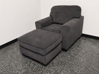 Oversized Accent Chair & Ottoman - Dark Gray